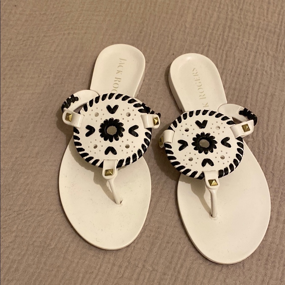 Jack Rogers Women's Black and White Sandals. Size 6 - Picture 2 of 7